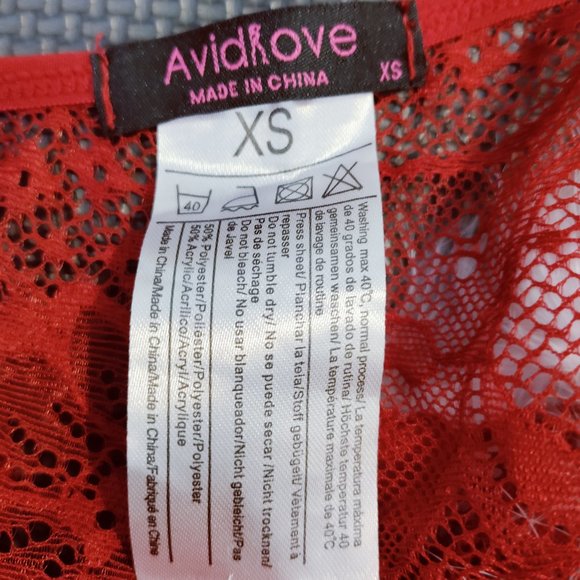 Avidlove Women's Lingerie Red Halter V Neck Lace Teddy - Picture 8 of 8